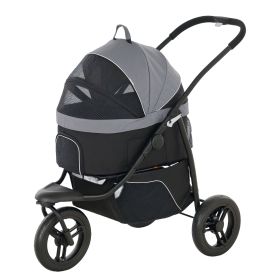 PawHut 3 in 1 Pet Jogging Stroller for Small Dogs and Cats with Detachable Carrier, Storage Basket, Gray PawHut 3 in 1 Pet Jogging Stroller for Small Dogs and Cats with Detachable Carrier, Storage Basket, Gray